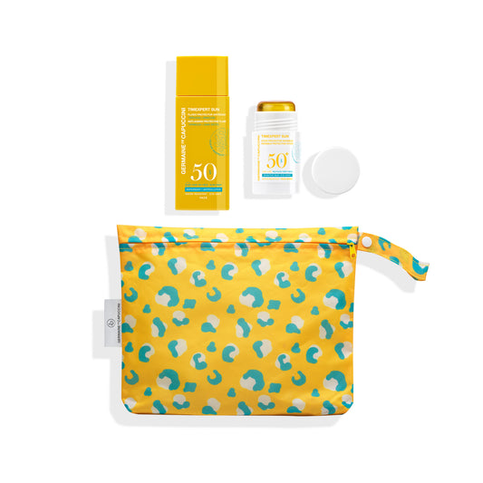 Timexpert Sun Promo | SPF50 Emulsie & Sun Stick in animal print toilettas